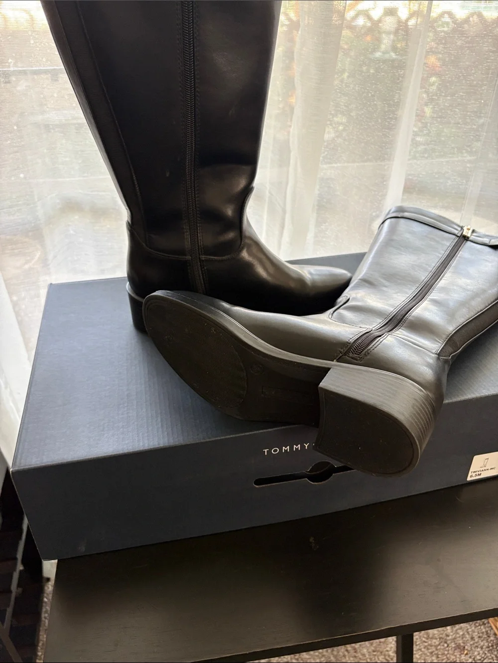 Tommy Hilfiger Black Over-the-Knee Riding Boots Wide Calf